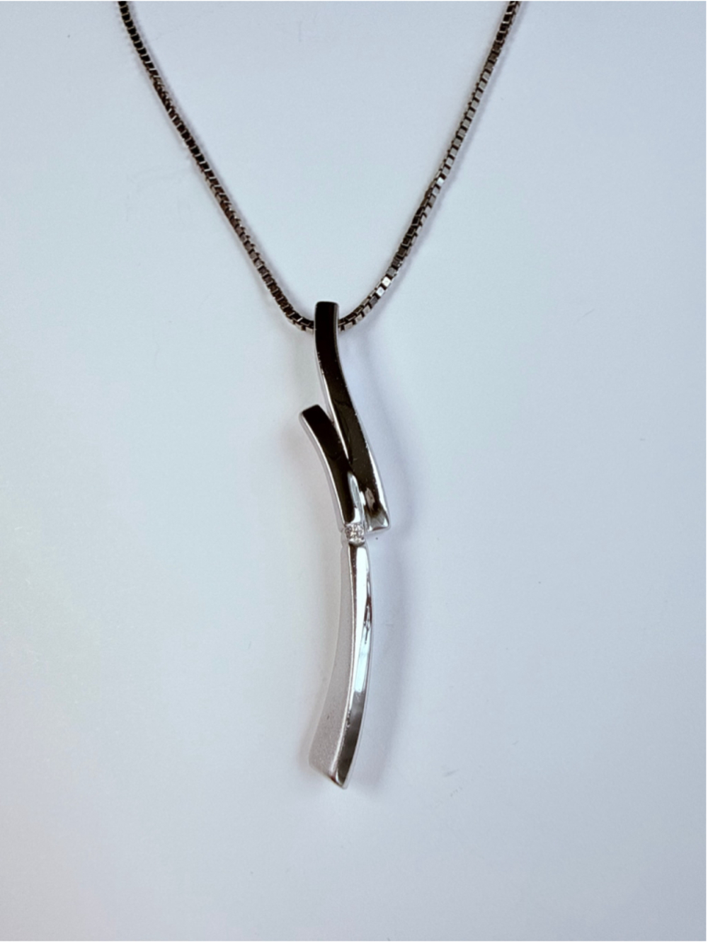 Modern Coupling Bars Fine Diamond 925 Sterling Silver Pendant Necklace